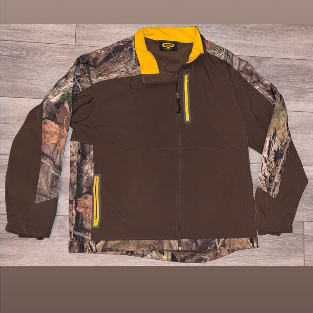 Yukon Gear Men’s Size 3XL Zip Up Jacket Brown Camo Camouflage Pockets EUC